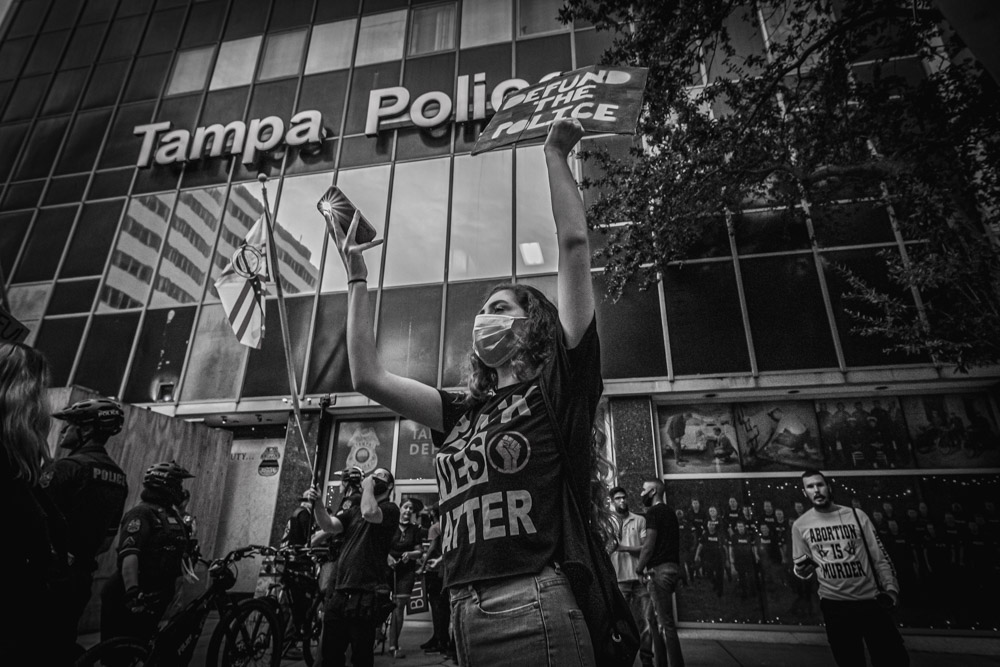 Outside Tampa Police HQ